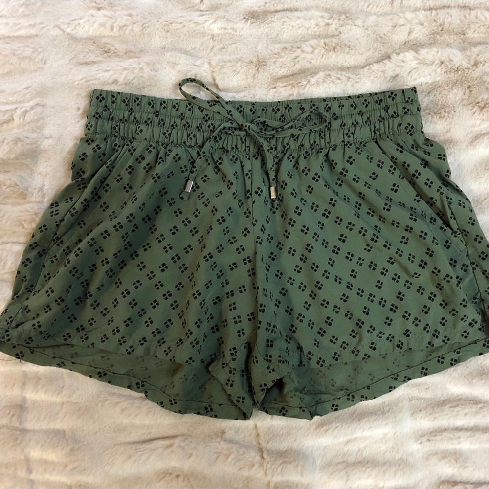 Green Patterned Shorts